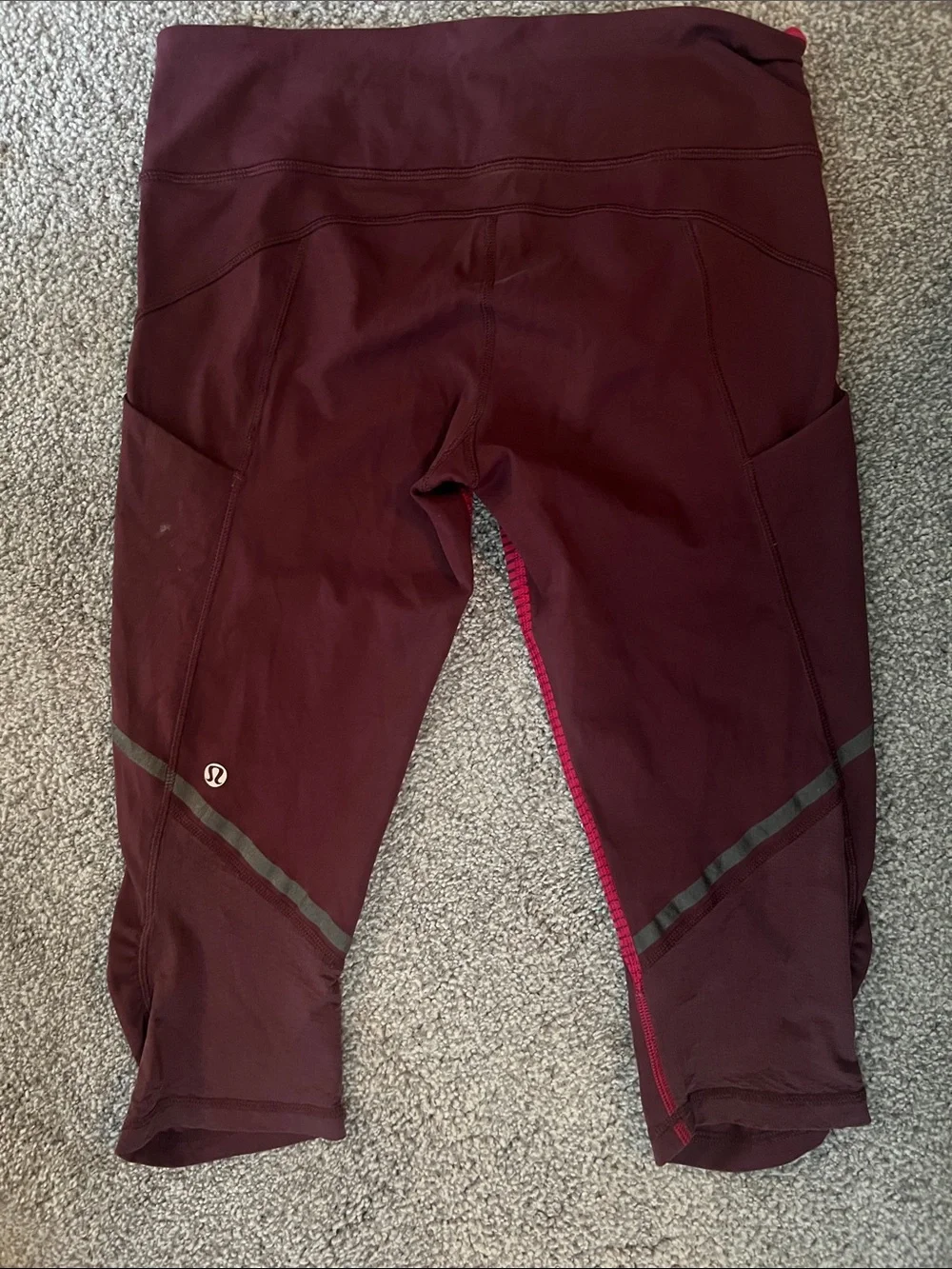 lululemon athletica Burgundy and Pink Panel Crop Leggings